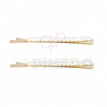 CLIP DORADO LARGO CON PERLAS 2 UNIDADES REF.06932