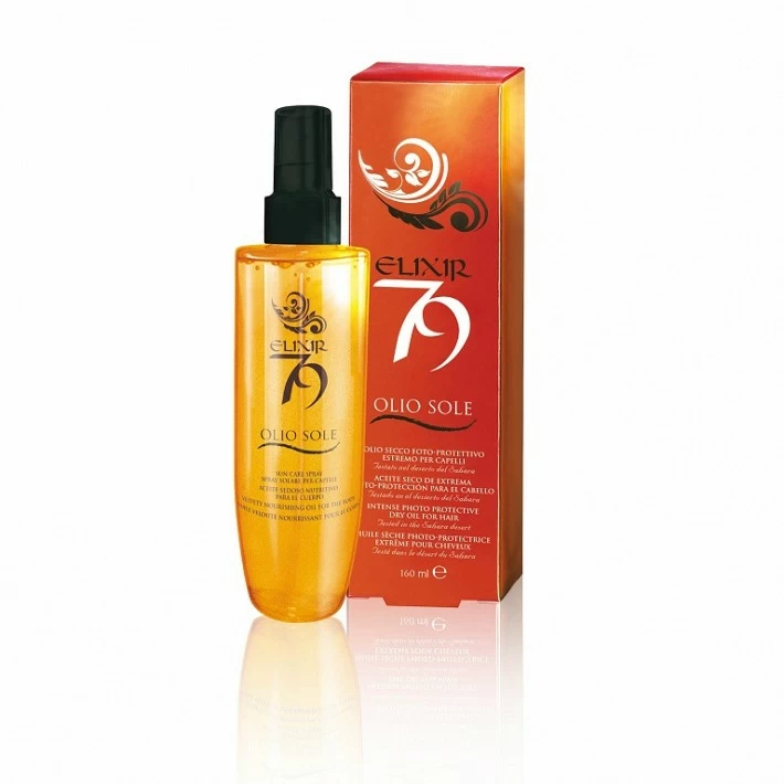 ELIXIR 79 - ACEITE SECO DE EXTREMA FOTO-PROTECCION CABELLO (OLIO SOLE) 160 ML. ELIXIR 79 - ACEITE SECO DE EXTREMA FOTO-PROTECCION CABELLO (OLIO SOLE) 160 ML.