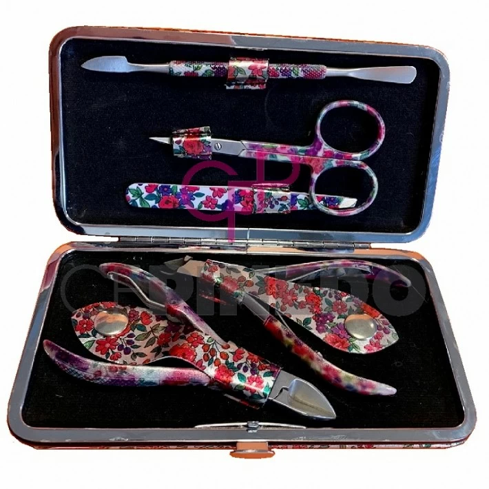 ESTUCHE MANICURA FLORES ROSA -LILA REF : PICBSK 82
