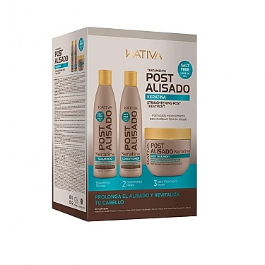 KATIVA KIT TRATAMIENTO POST ALISADO KERATINA 3x250 ML.