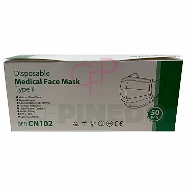 MASCARILLAS MEDICAS 3 CAPAS CON ELASTICOS TYPE II REF.246-A (ESTUCHE 50 U.)_1